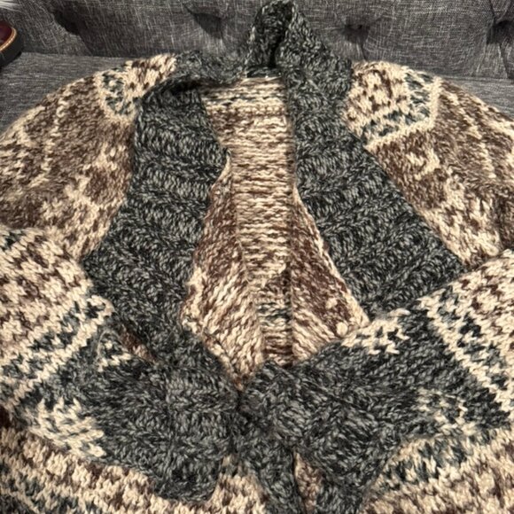 Eddie Bauer Hand-Knitted Fair Isle Wrap Cardigan Alpaca/Wool Blend NWOT S/M - Picture 4 of 7